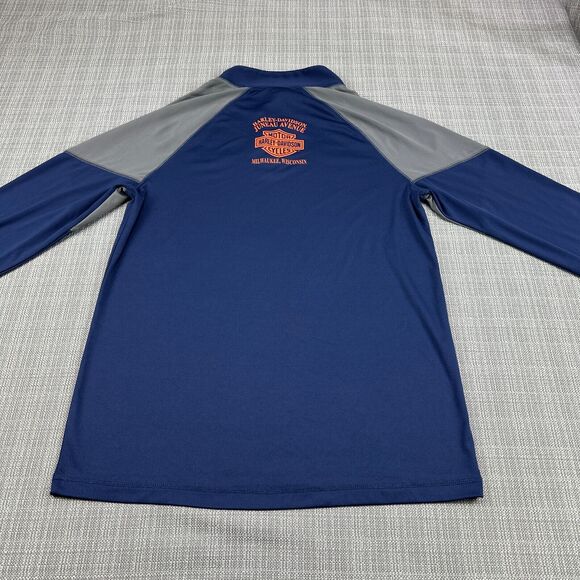 Harley Davidson Pullover Mens Medium Performance 1/4 Zip Long Sleeve Blue - Picture 5 of 11